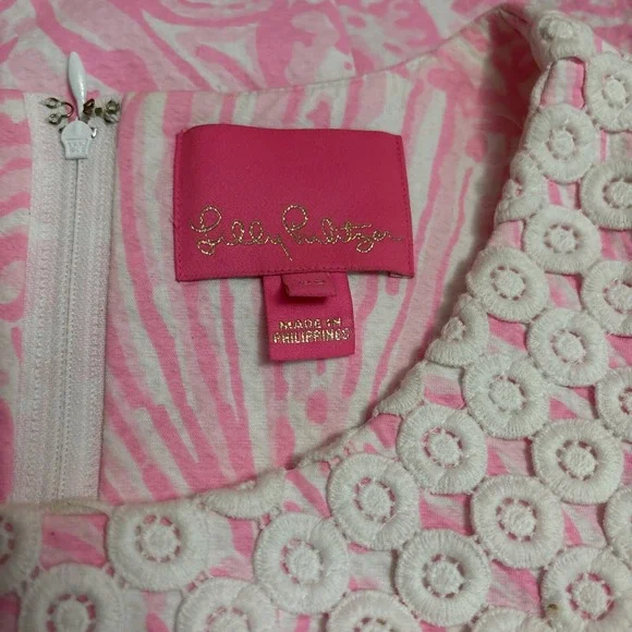 Lilly Pulitzer MacFarlane Flamingo Pink Shift Dress Seashell Sz 00 EUC - Picture 6 of 11